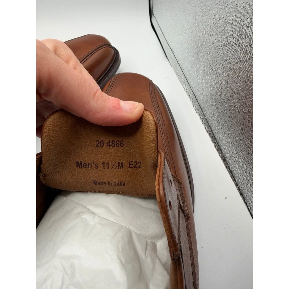 Johnston &‎ Murphy Mens Tan Leather Bicycle Toe Oxford Dress Shoes Brown Lace Up
